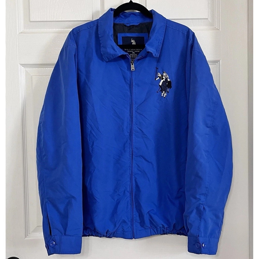 Vintage Mens XL Blue Embroidered Windbreaker Bomber Jacket Grandpacore Golf Hike